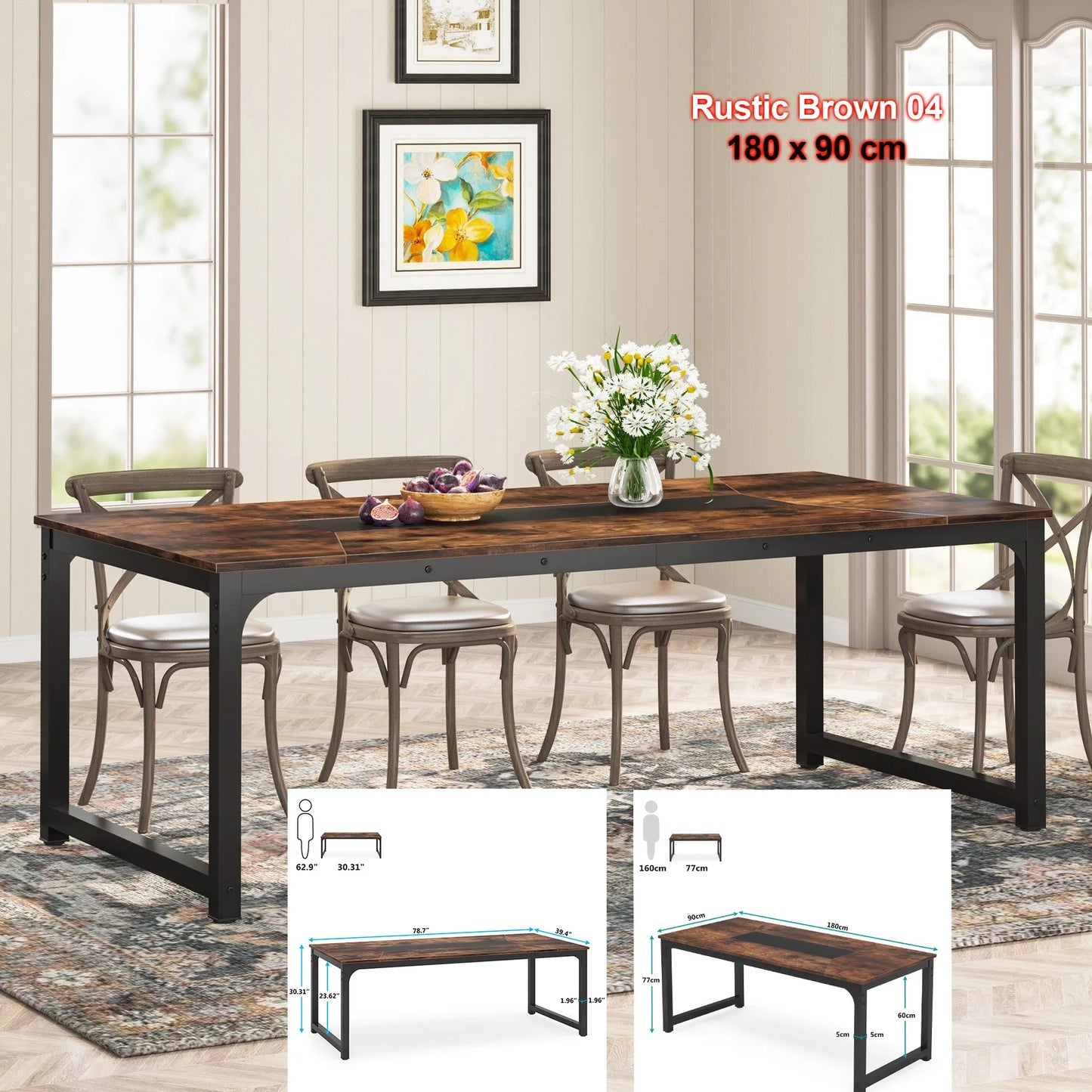 Tribesigns Industrial Dining Table Kitchen and Dining Room