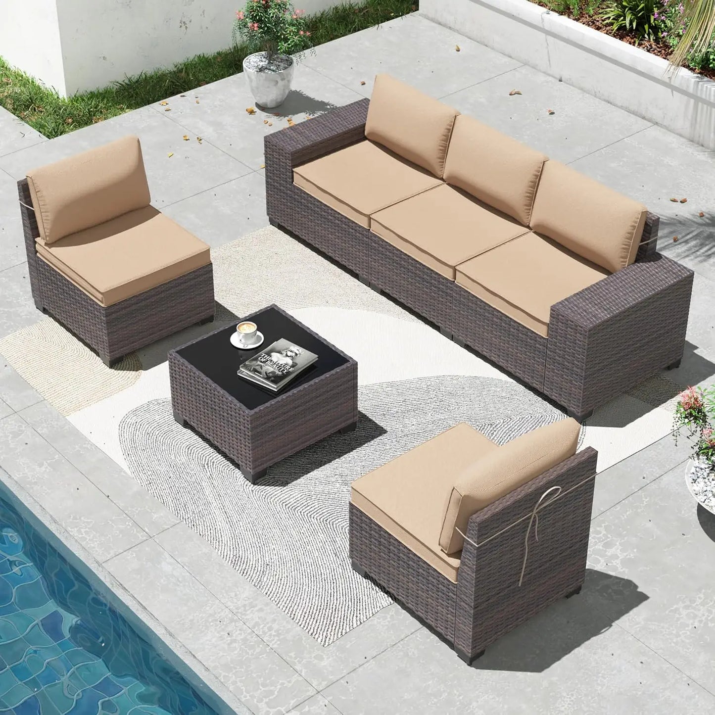XIAOLANG Outdoor Patio Furniture Set With Glass Table
