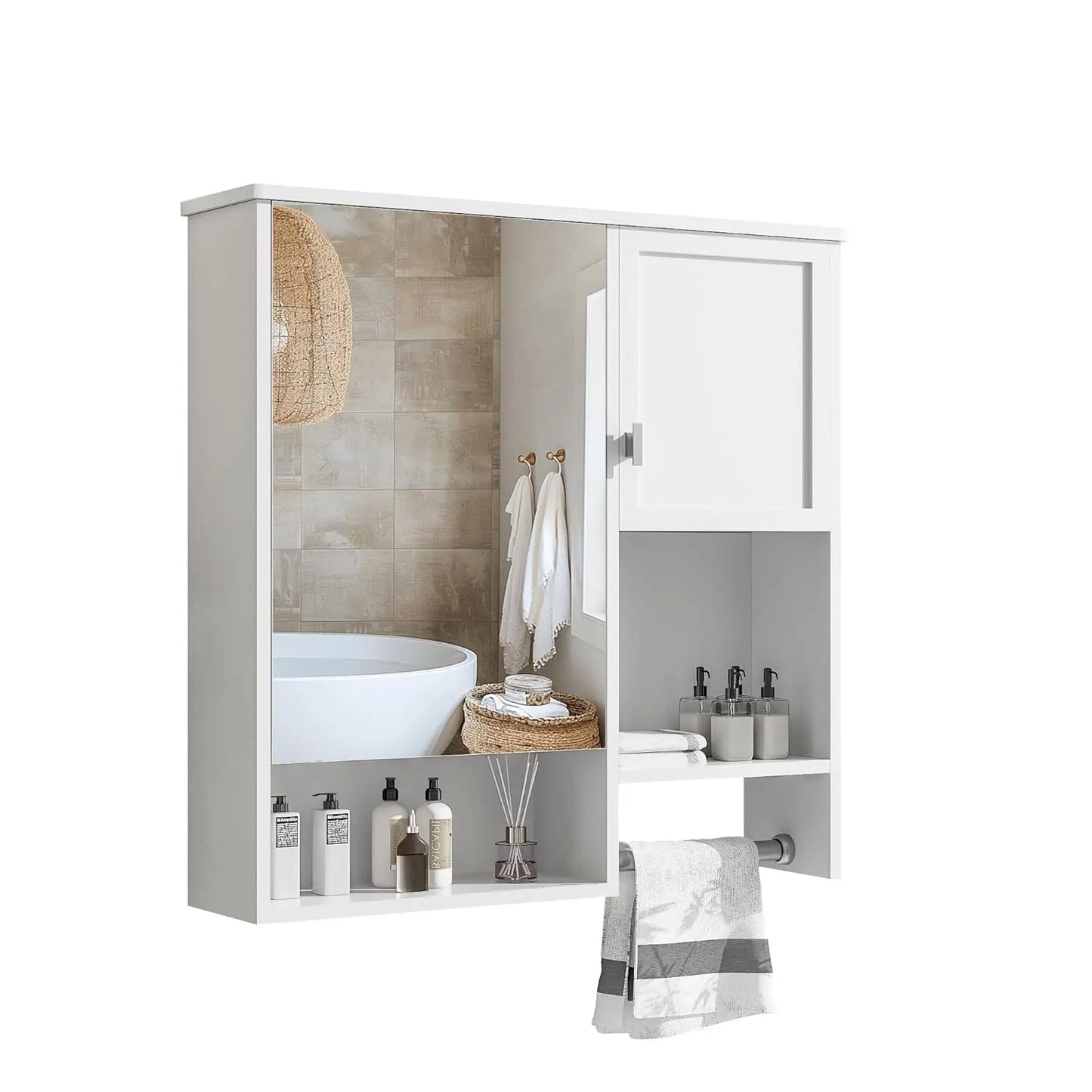 Bathroom Medicine Cabinet With Mirror And Towel Bar Wall Mount