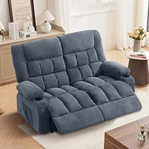 Manual Recliner Loveseat With Cup Holders For Living Room