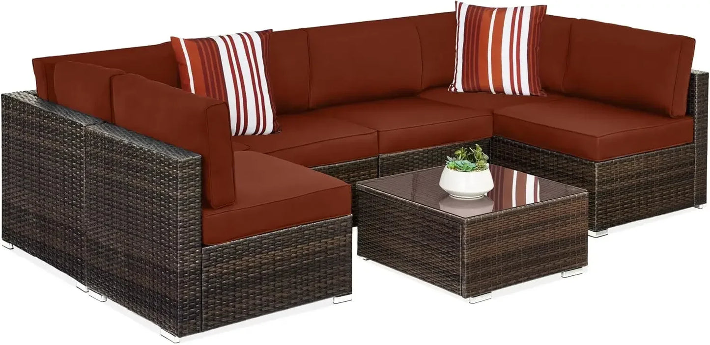 Outdoor Modular Sectional Wicker Patio Set With Coffee Table