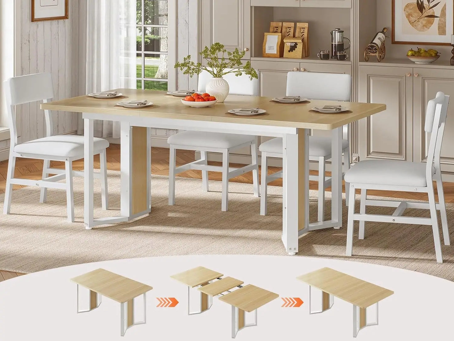 OIMG Extendable Dining Table Set For 4 6 With Chairs