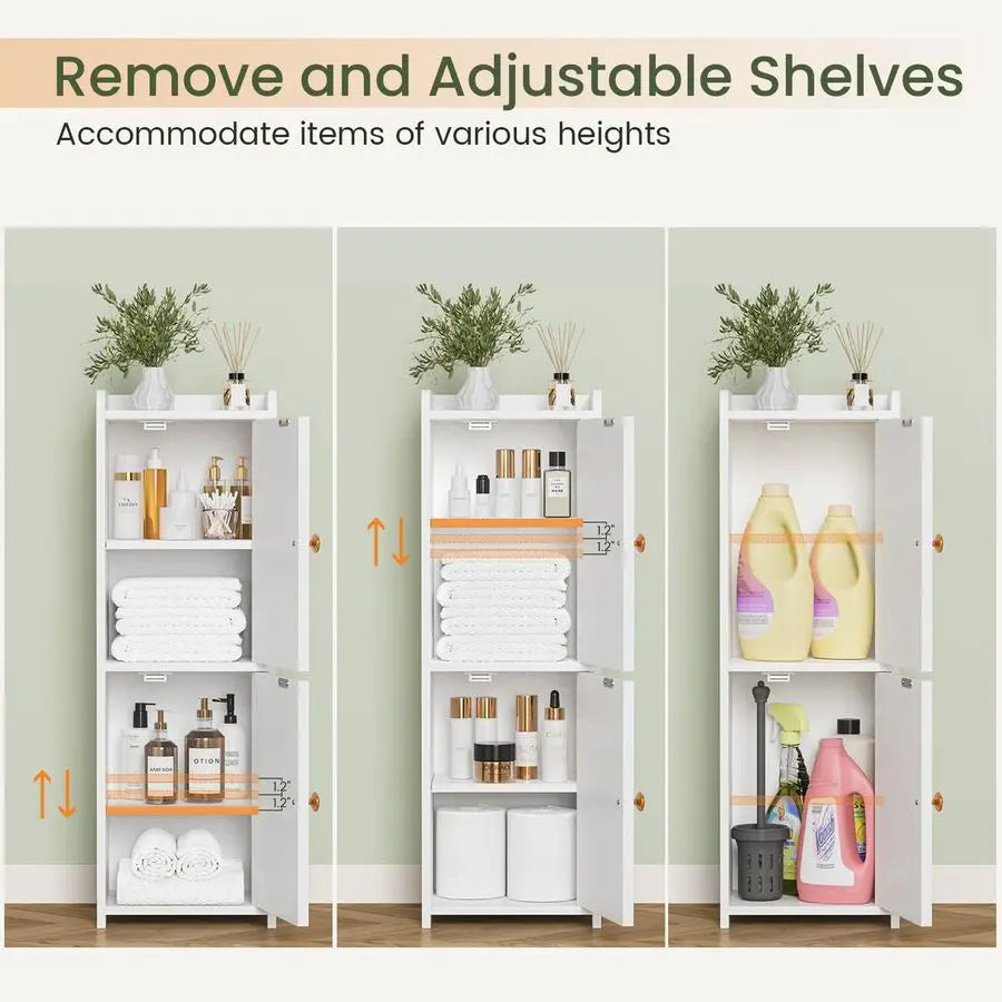 XMSJ Bathroom Storage Cabinet With Two Doors And Adjustable Shelf
