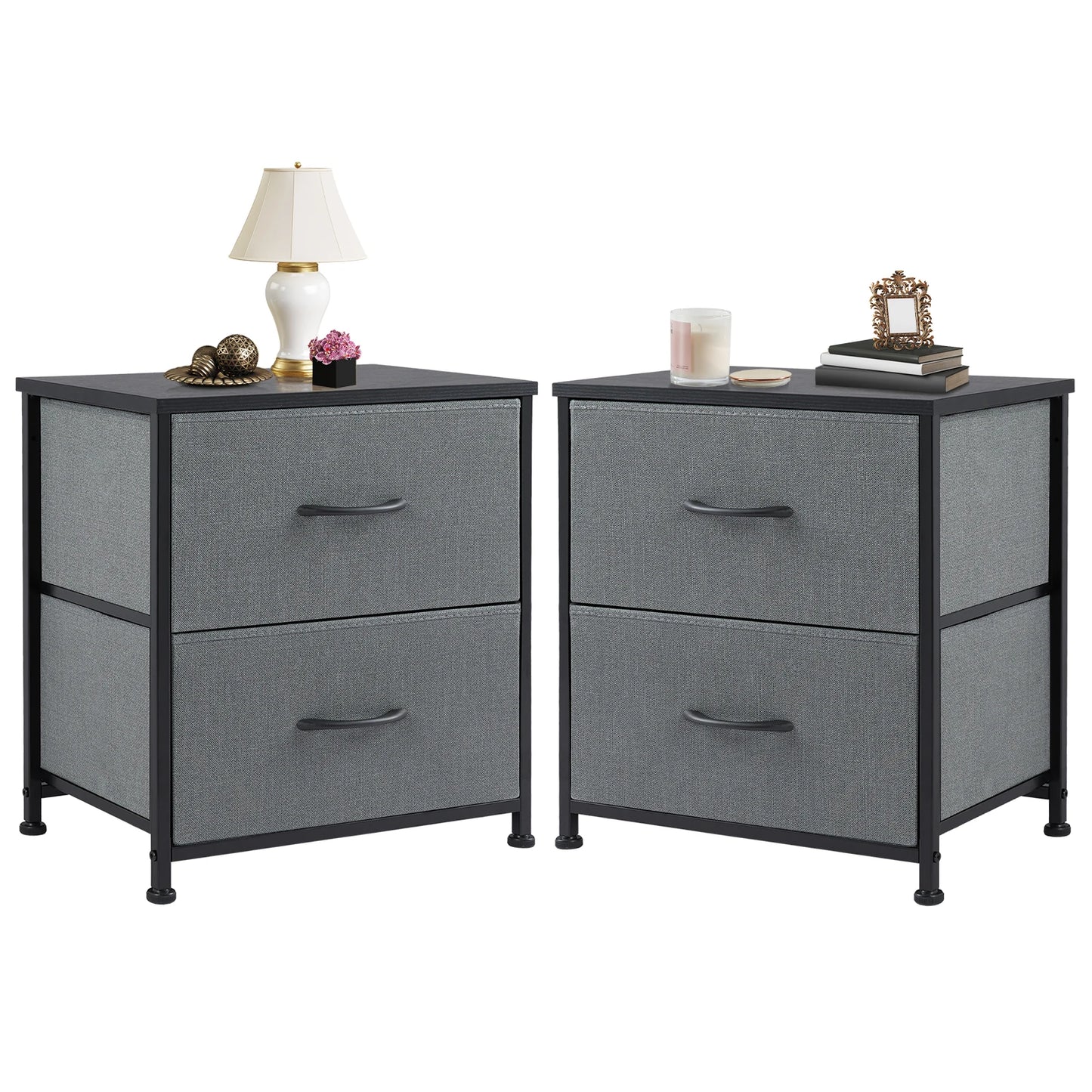 JHK Modern Nightstand With Fabric Drawers for Bedroom Storage Cabinet Furniture Multipurpose