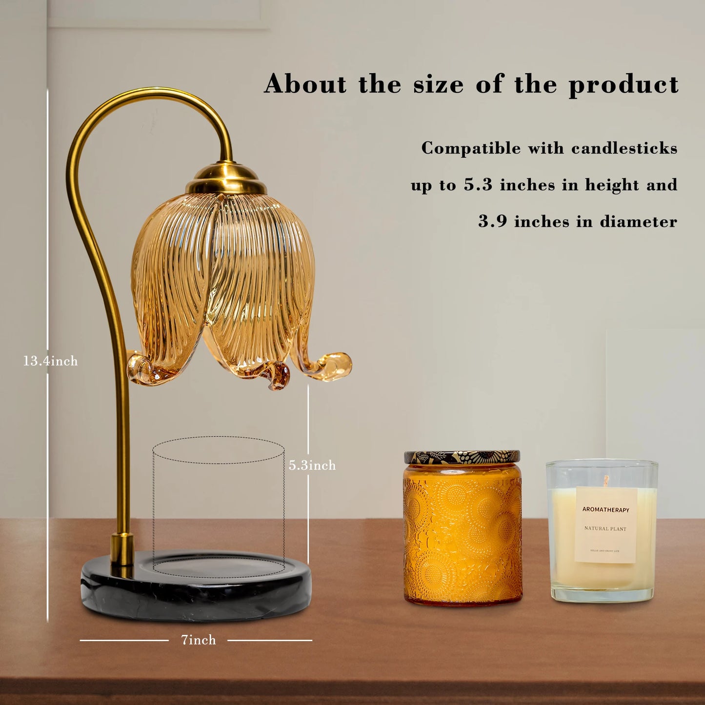 Tulip Flower Warm Candle Lamp Bedside Table Night Light Glass Retro