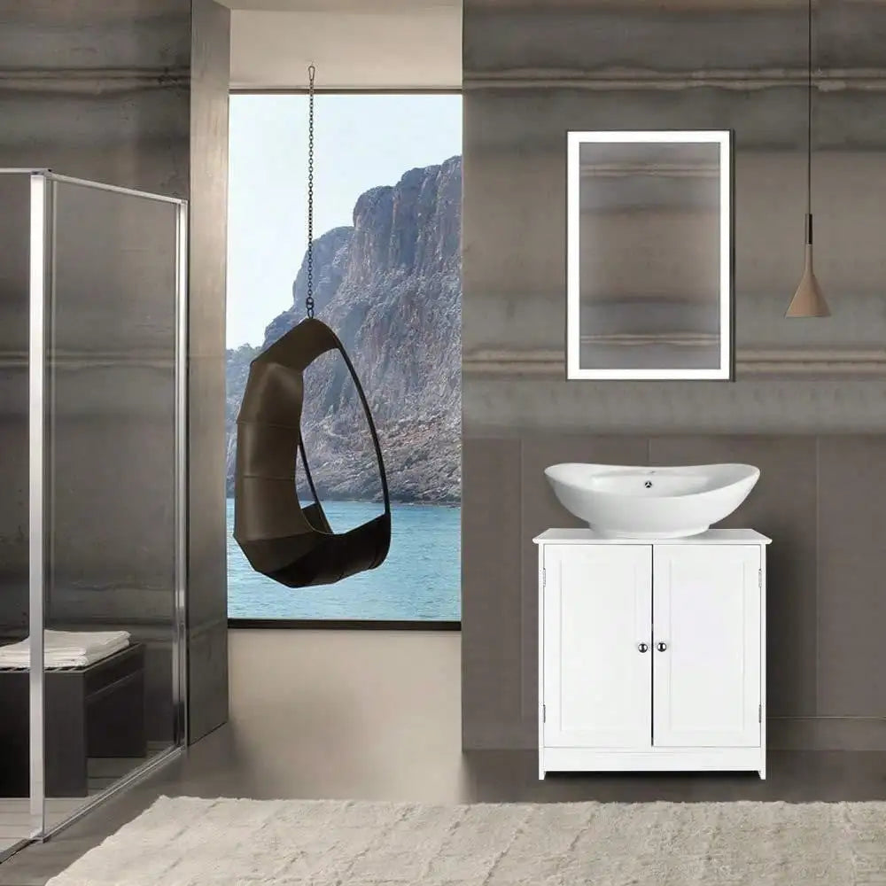 Marble Under Sink Storage Bathroom Vanity Cabinet With 2 Doors