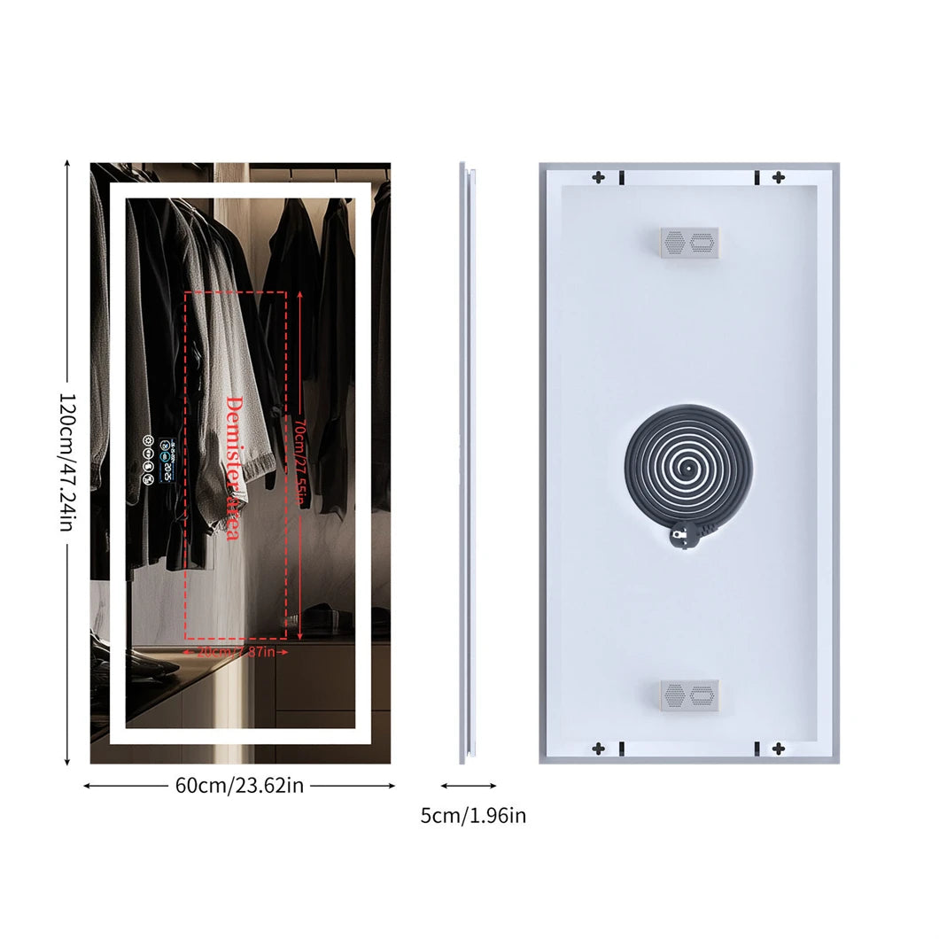 Borwart Smart LED Vanity Mirror With Bluetooth Display Anti Fog