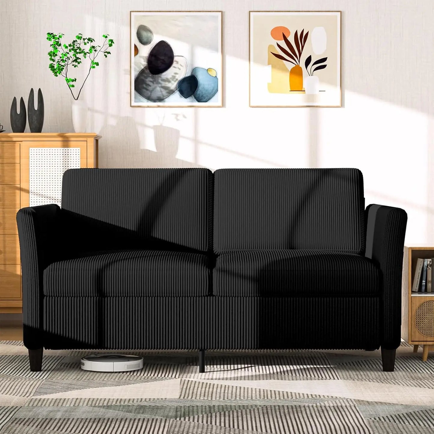 CHENGWEI Corduroy Loveseat Sofa Modern Two Seater Living Room