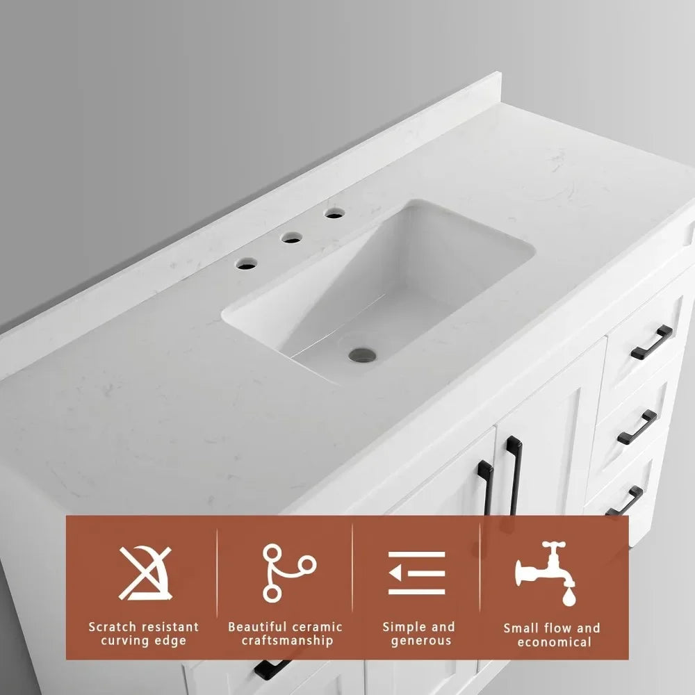 XMSJ Luxurious Bathroom Vanity With Stone Countertop And Sink