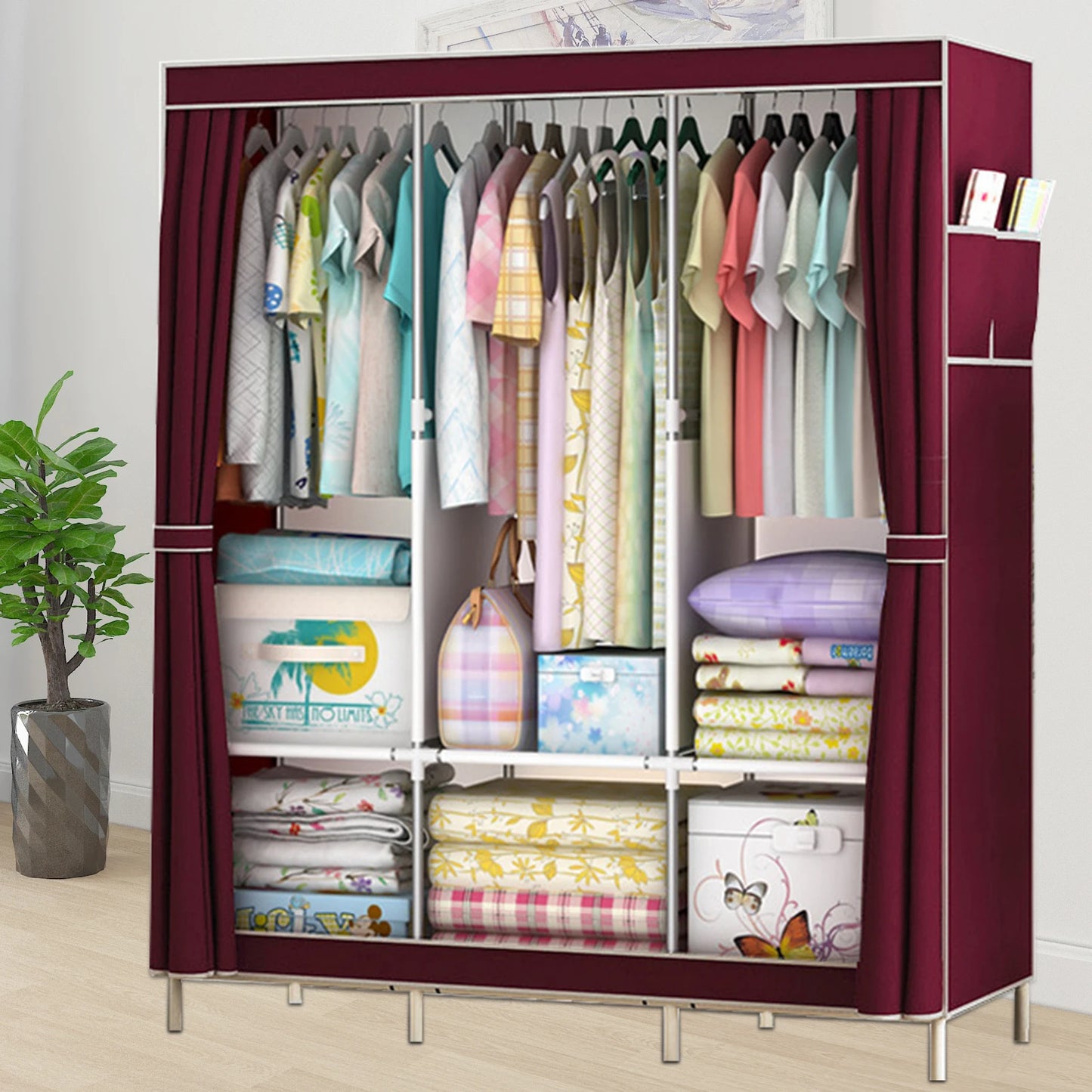 Closet Wardrobe Organizer Storage Dustproof Nonwoven Fabric Clothes Shelf
