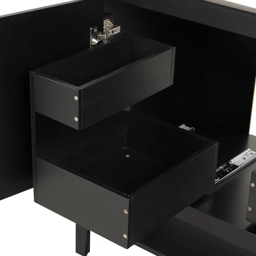 Modern Ceramic Sink Vanity With Two Drawers And Open Shelf