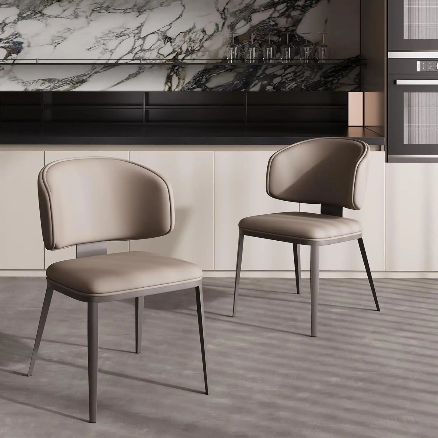 CHENGWEI Comfortable Dining Chairs Set Modern Upholstered Armless High Backrest