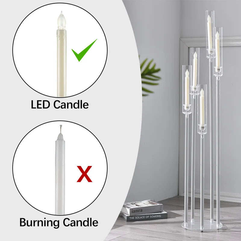 VINCIGANT Five Arm Acrylic Candelabra Floor Centerpiece for Wedding