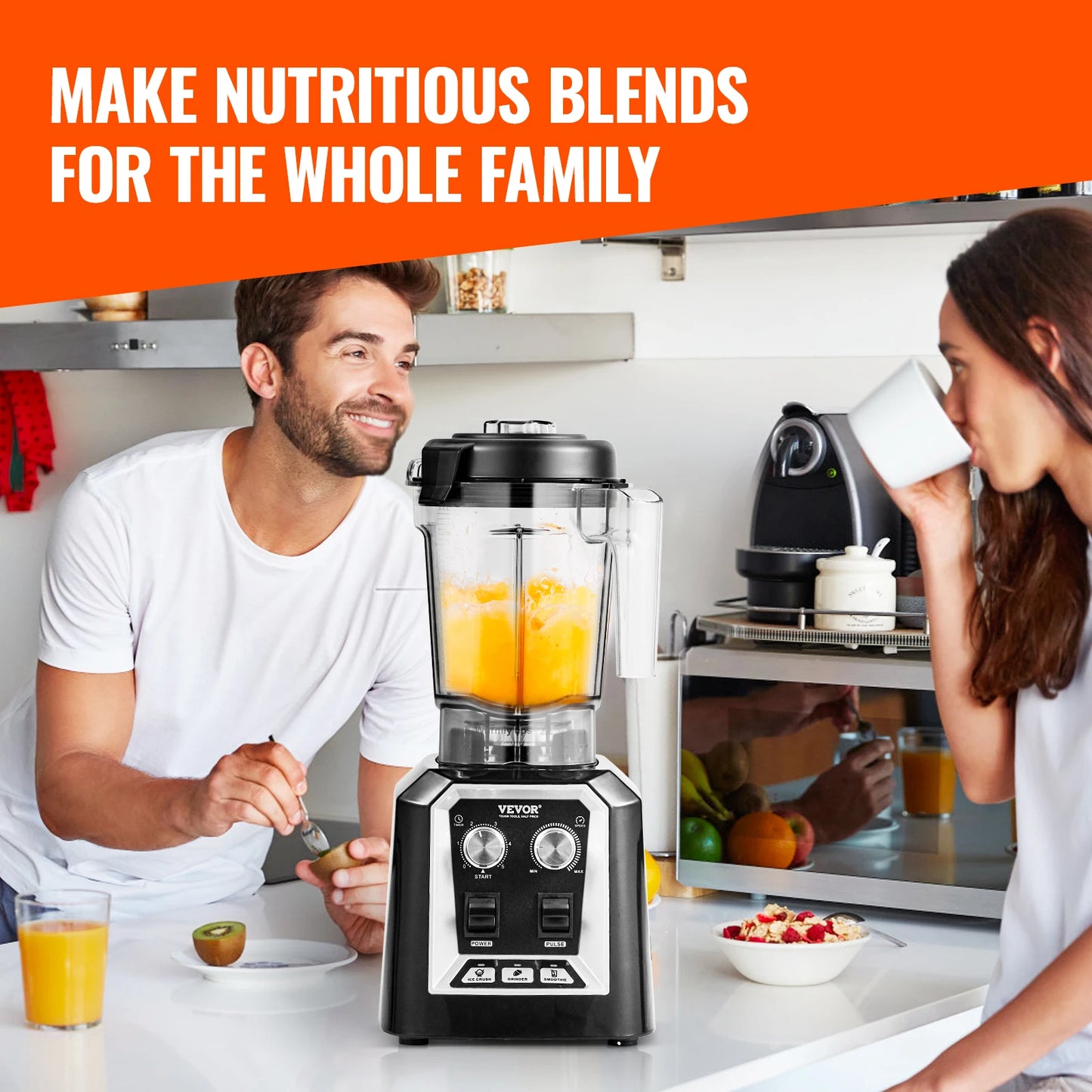 VEVOR Smoothie Blender Professional Countertop Mixer for Home Kitchen