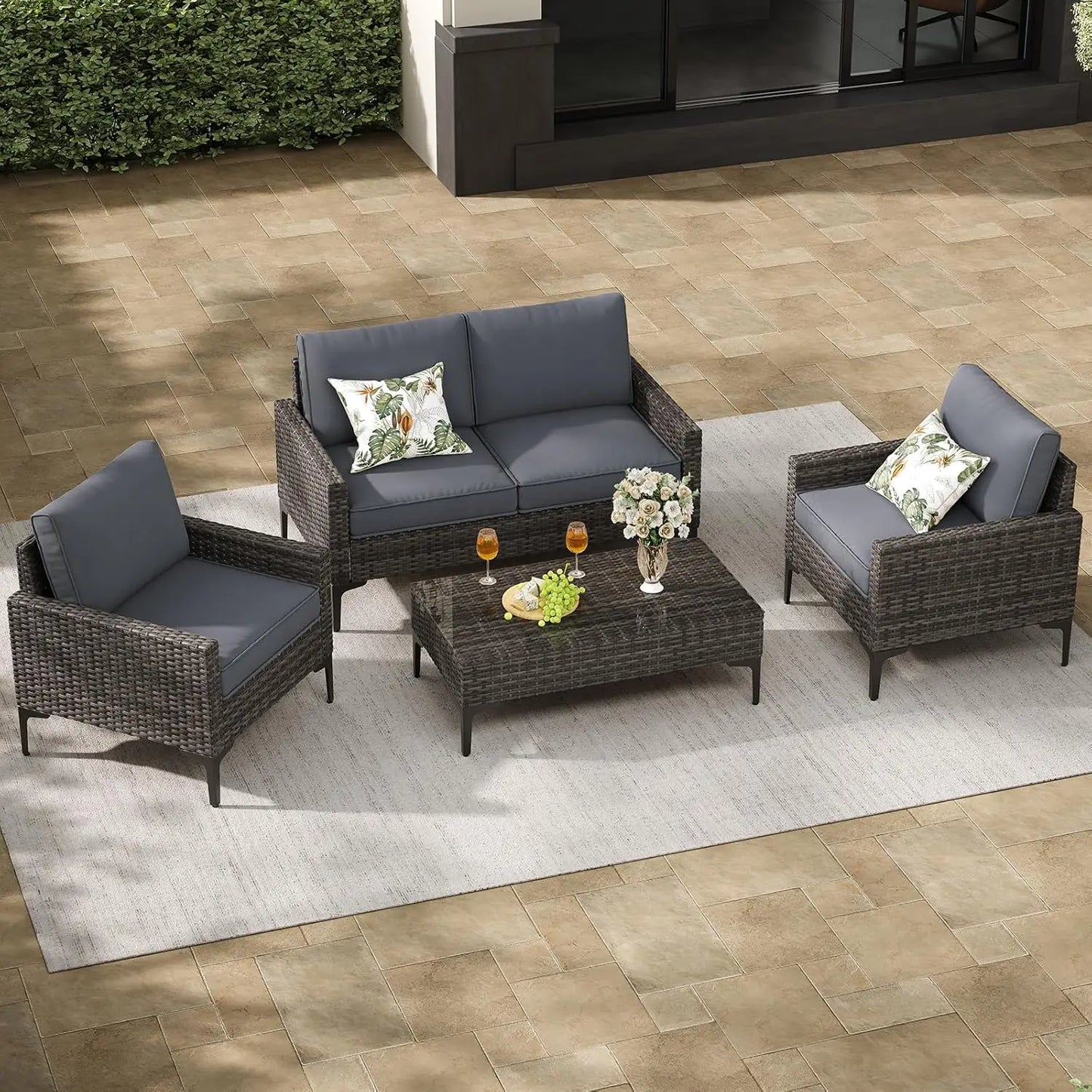 Outdoor Sectional Sofa Set All Weather Wicker Patio Furniture
