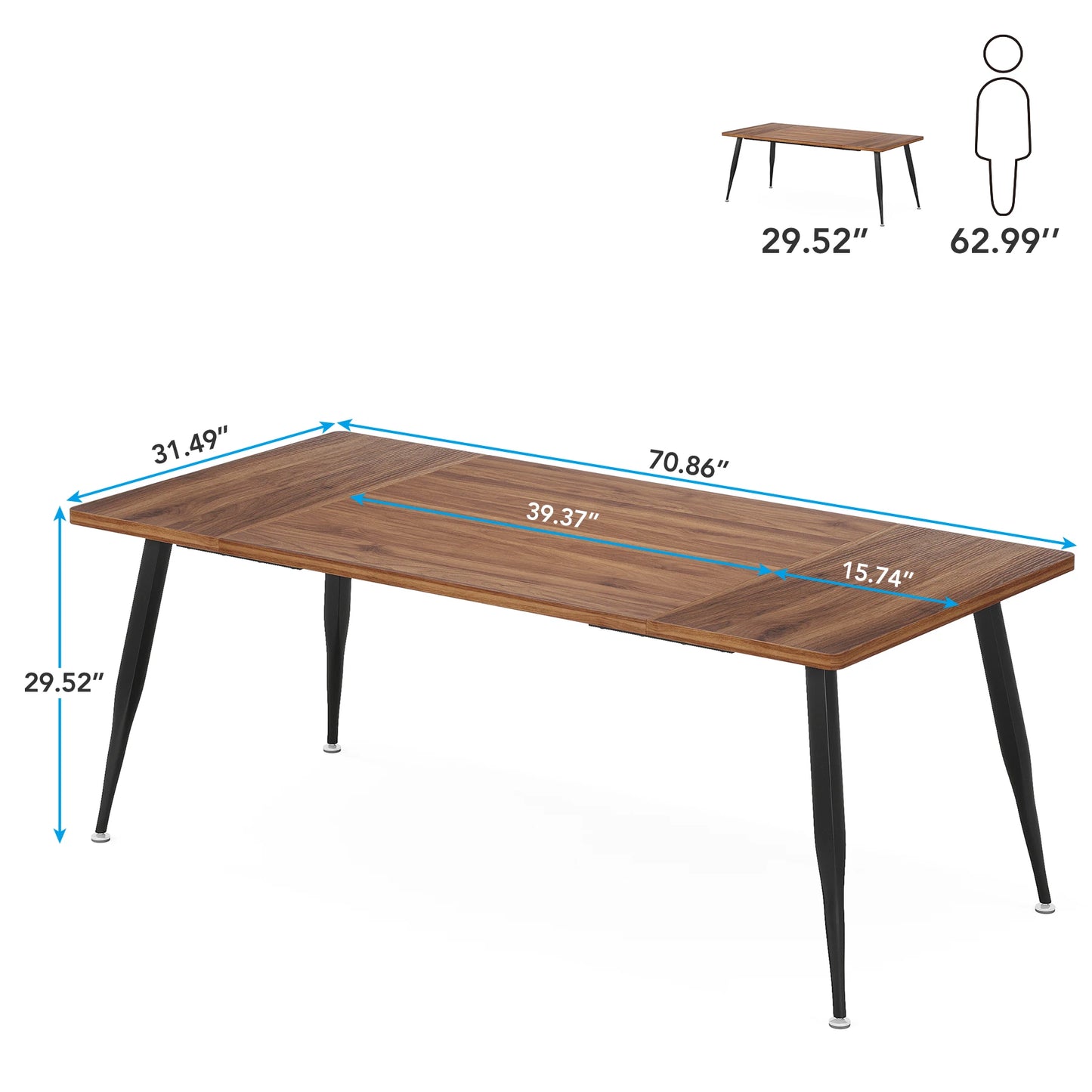 Tribesigns Dining Table Rustic Industrial Modern Faux Wood Metal Legs
