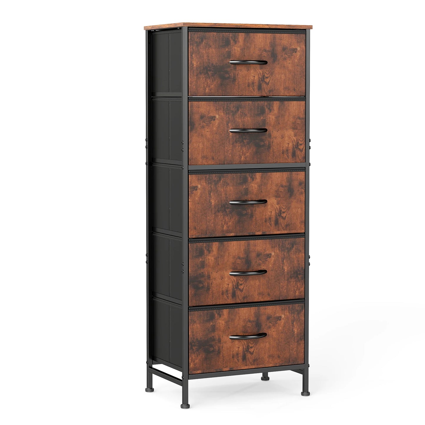 JHK Five-Drawer Dresser With Fabric Drawers And Steel Frame