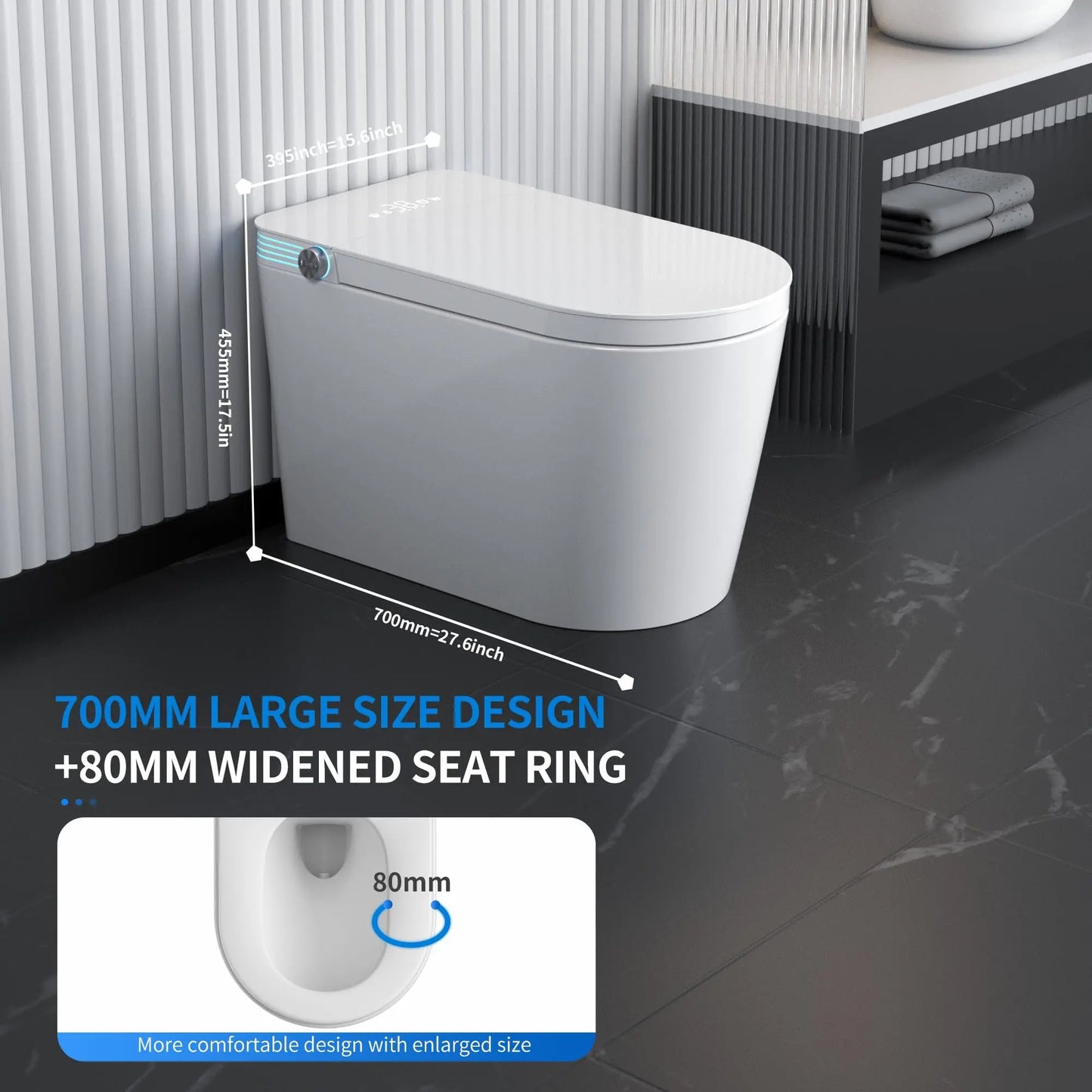 Smart Toilet With Bidet Built In One Piece Heated Seat