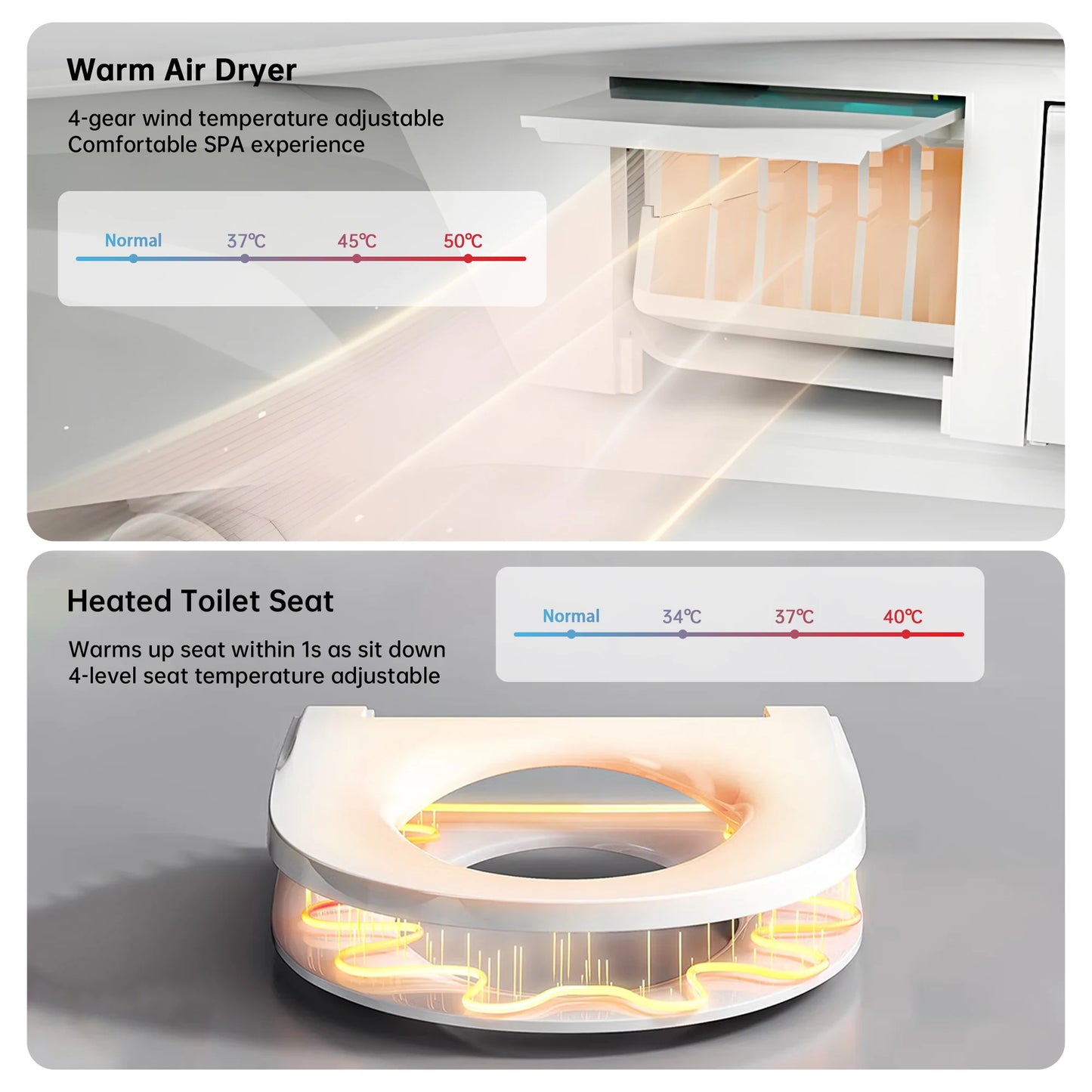 Smart Toilet With Bidet Built In One Piece Heated Seat