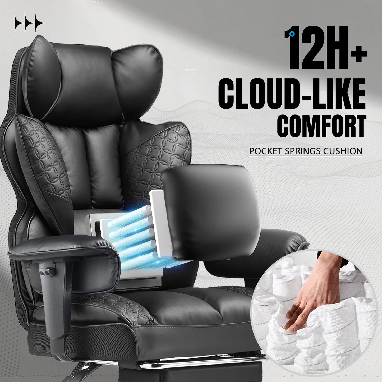 COMHOMA Ergonomic Leather Office Chair With High Back And Footrest
