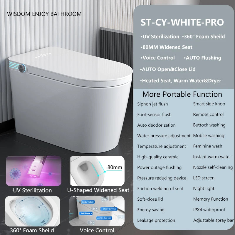 Smart Toilet With Bidet Built In One Piece Heated Seat