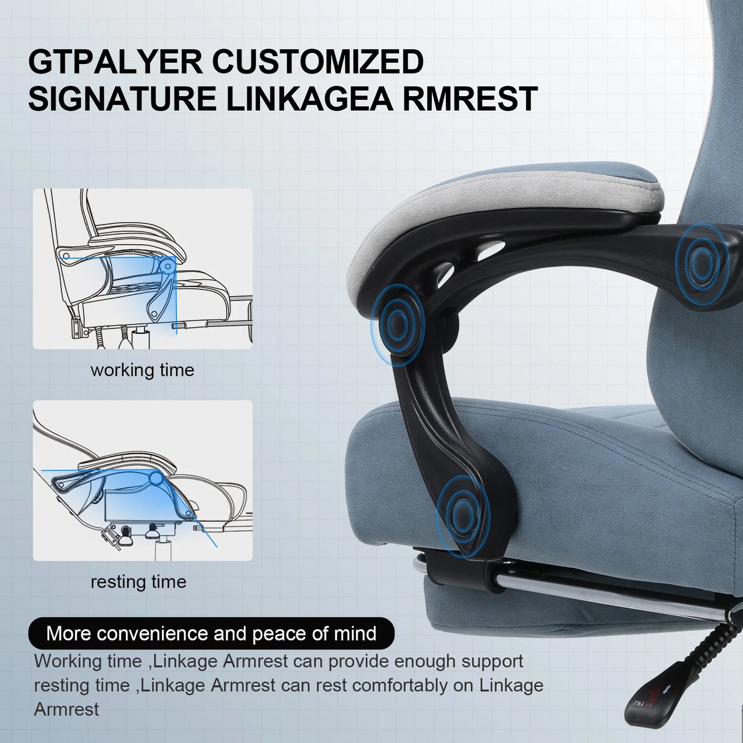 GTPLAYER Gaming Chair With Pocket Spring Cushion, Ergonomically-Designed Lumbar Support