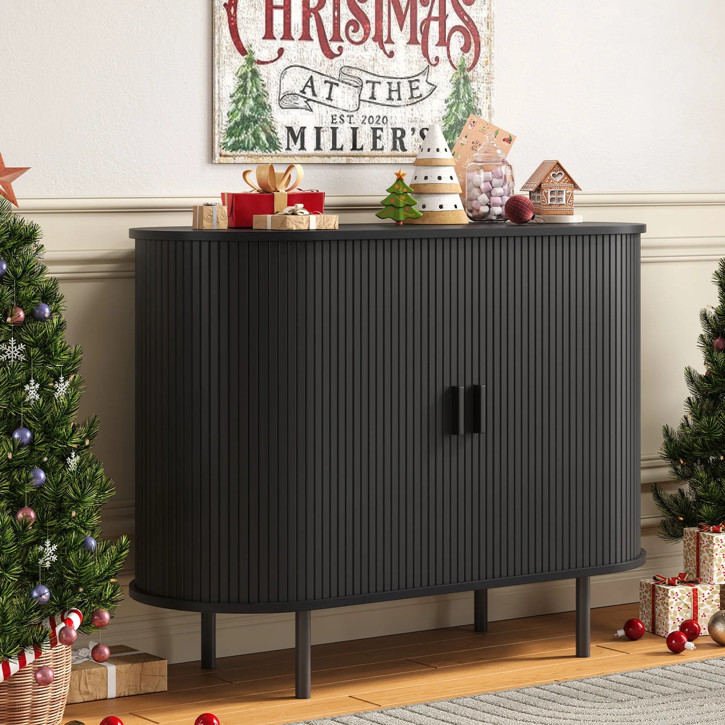 ONBRILL Sideboard Buffet Cabinet With Storage Sliding Door Adjustable Shelf