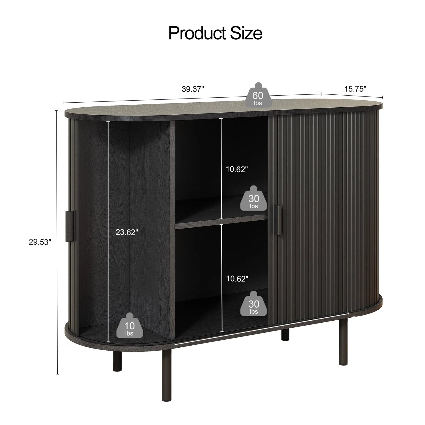 ONBRILL Sideboard Buffet Cabinet With Storage Sliding Door Adjustable Shelf