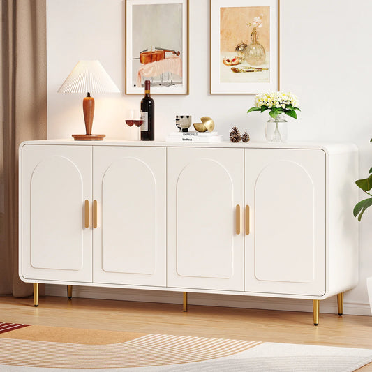 ONBRILL Sideboard Buffet Cabinet With 4 Doors And Adjustable Shelves