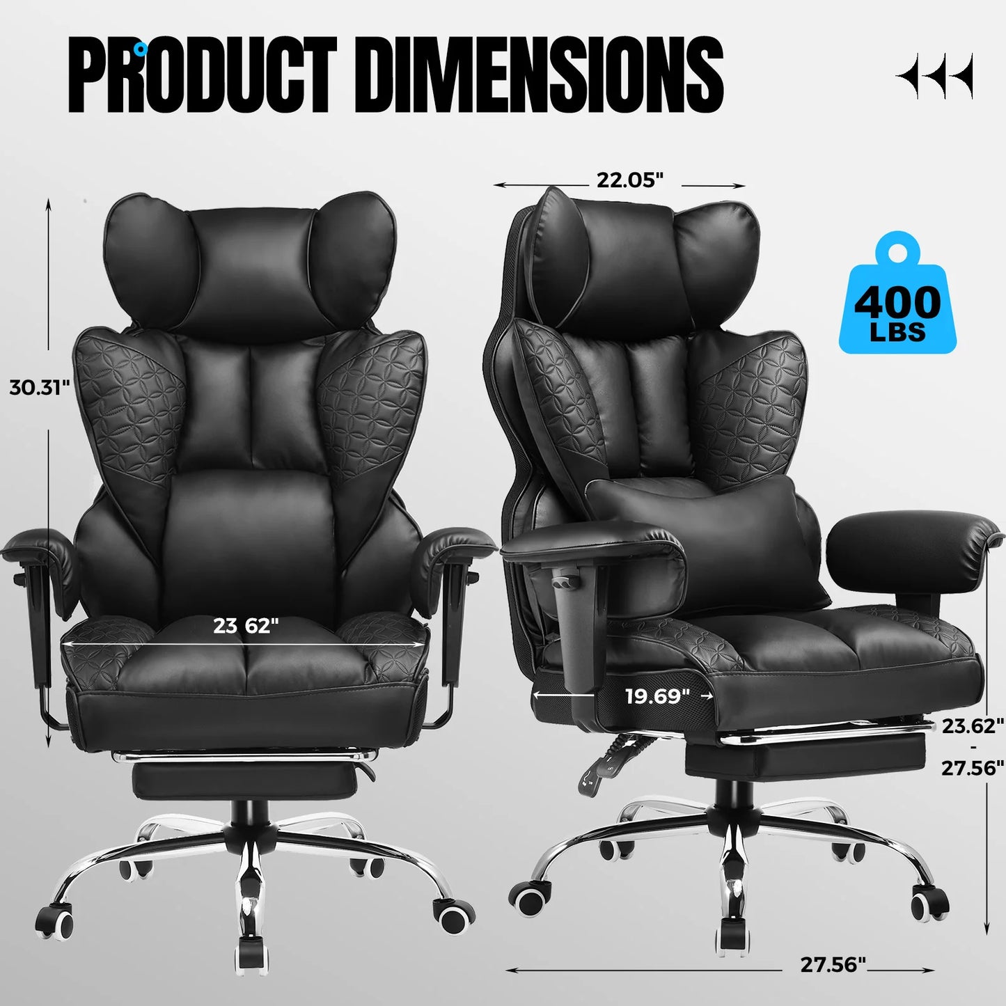 COMHOMA Ergonomic Leather Office Chair With High Back And Footrest