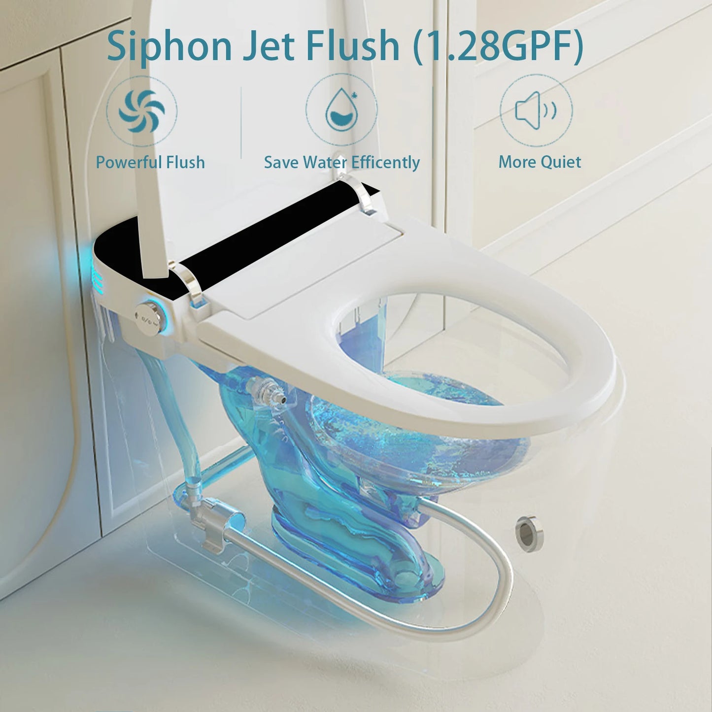 Smart Toilet With Bidet Auto Open Close Dual-Flush Heated Seat
