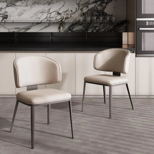 CHENGWEI Comfortable Dining Chairs Set Modern Upholstered Armless High Backrest