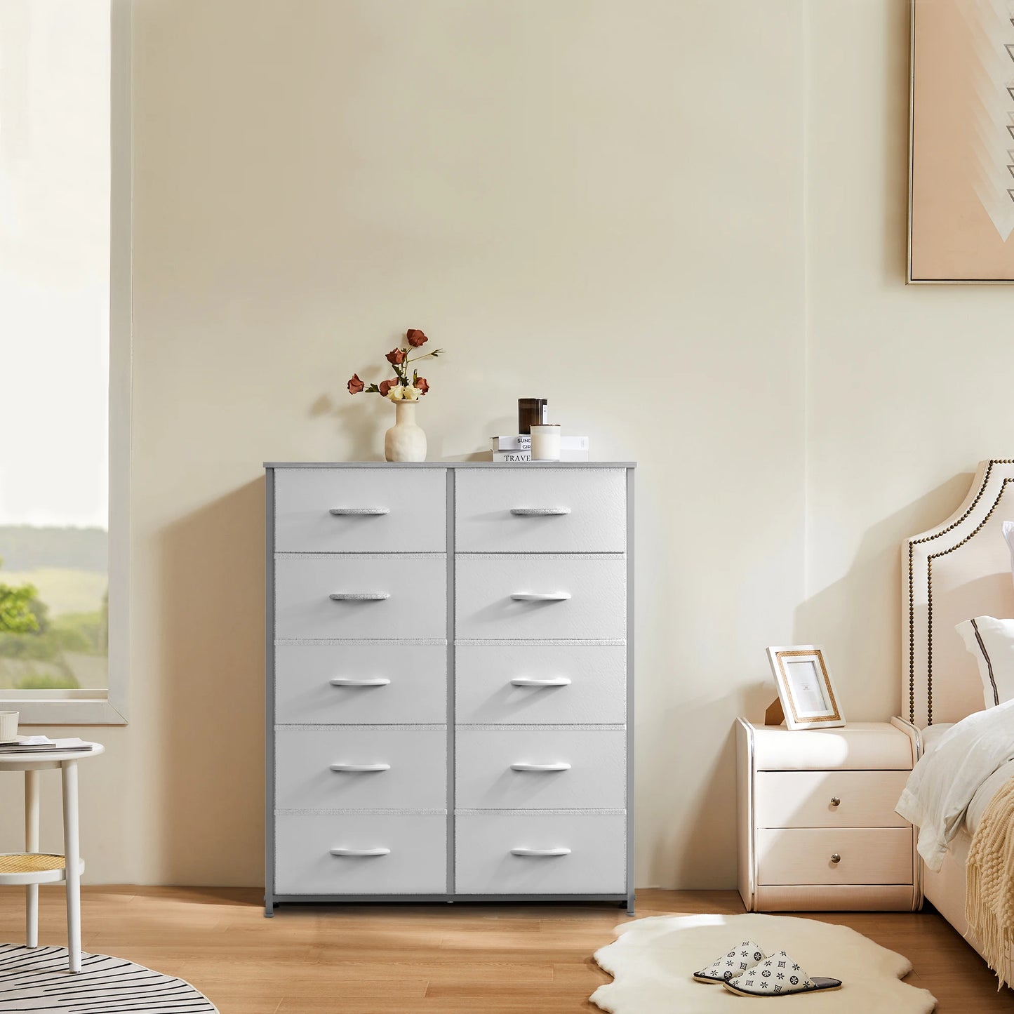 JHK Multifunction Wardrobe Chest With Fabric Drawers For Bedroom Storage