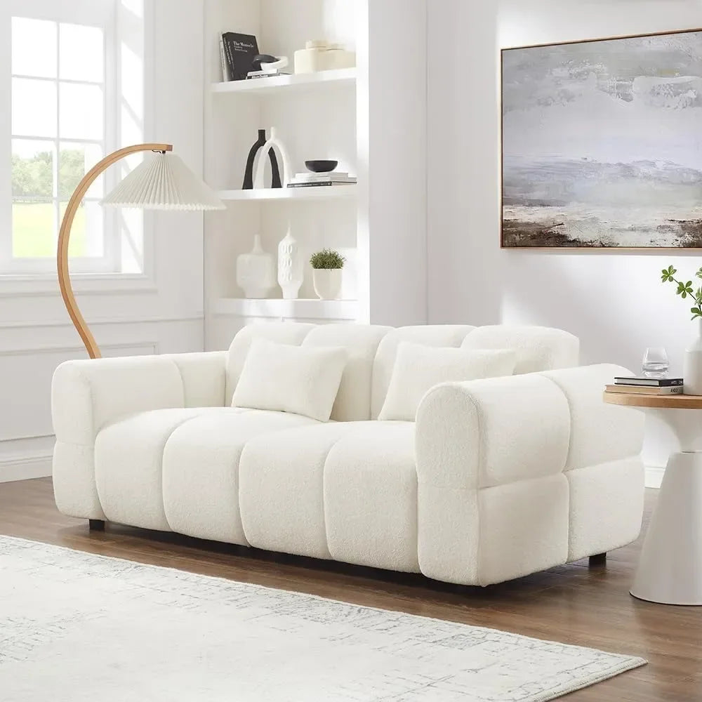 Guangbai Modern Boucle L Shaped Sofa Couch For Living Room