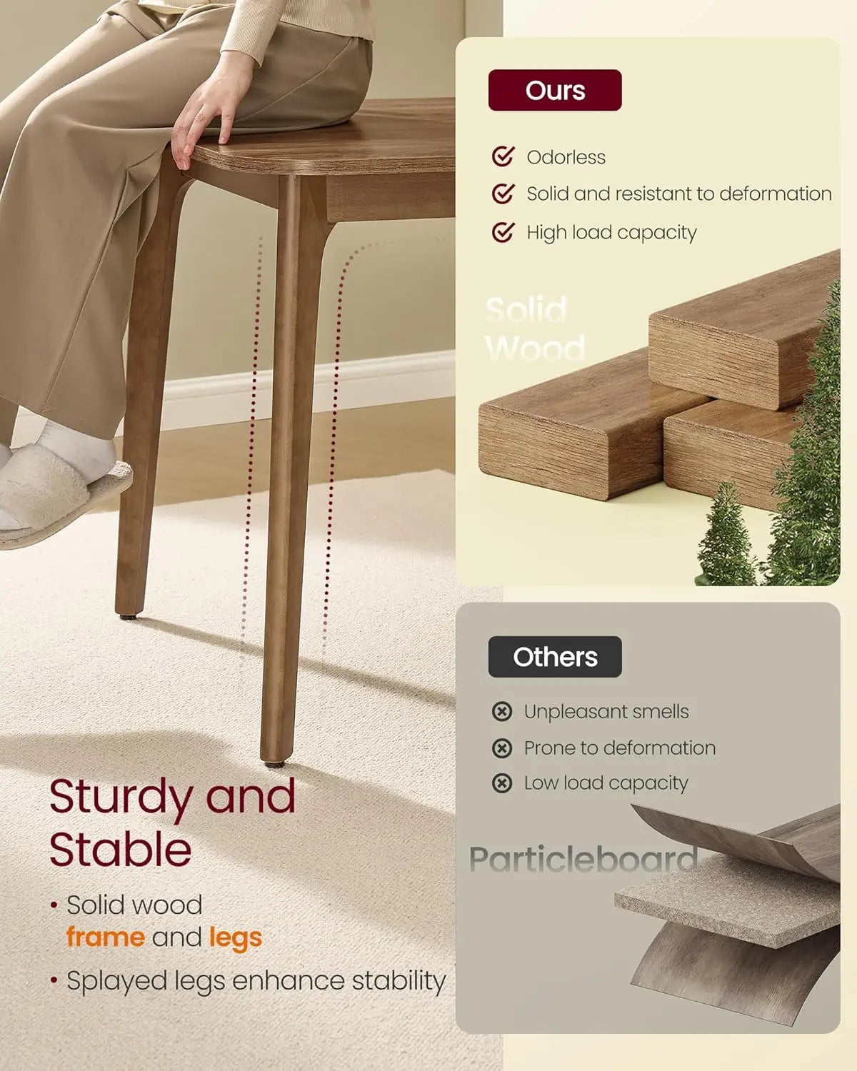 Extendable Dining Table With Tapered Curved Legs, Modern Style