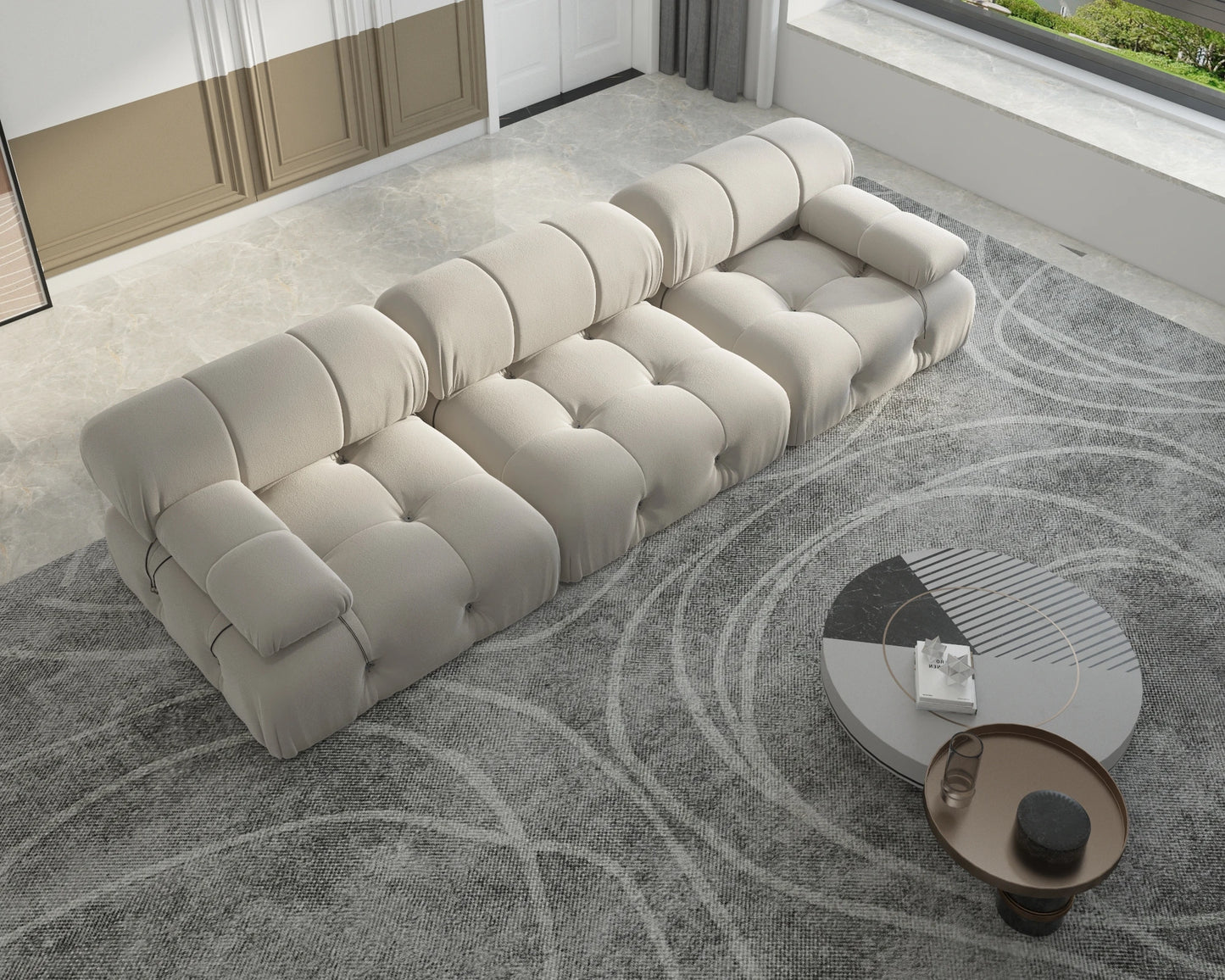 Sdorens Minimalist U Shaped Modular Velvet Sectional Sofa Convertible Living Room Set