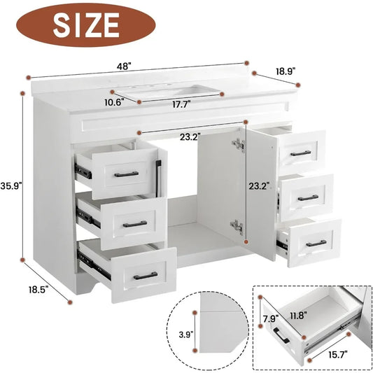 XMSJ Luxurious Bathroom Vanity With Stone Countertop And Sink
