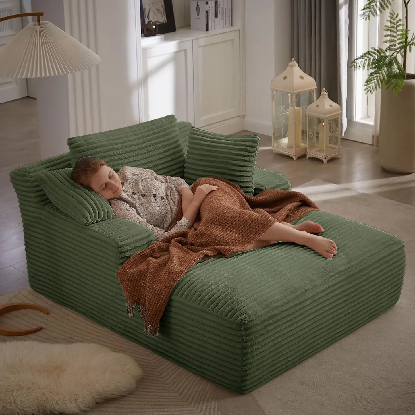 Corduroy Upholstered Indoor Chaise Lounge Sofa Bed