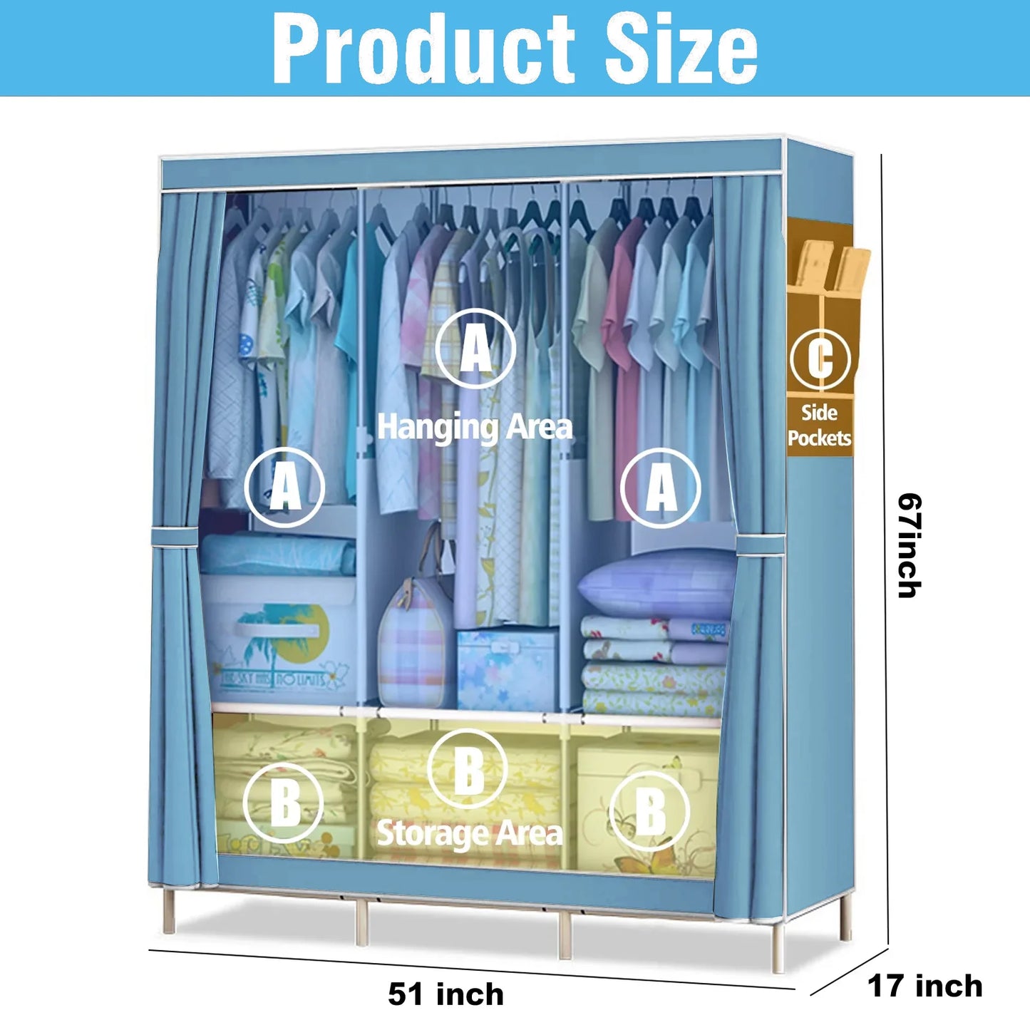 Closet Wardrobe Organizer Storage Dustproof Nonwoven Fabric Clothes Shelf