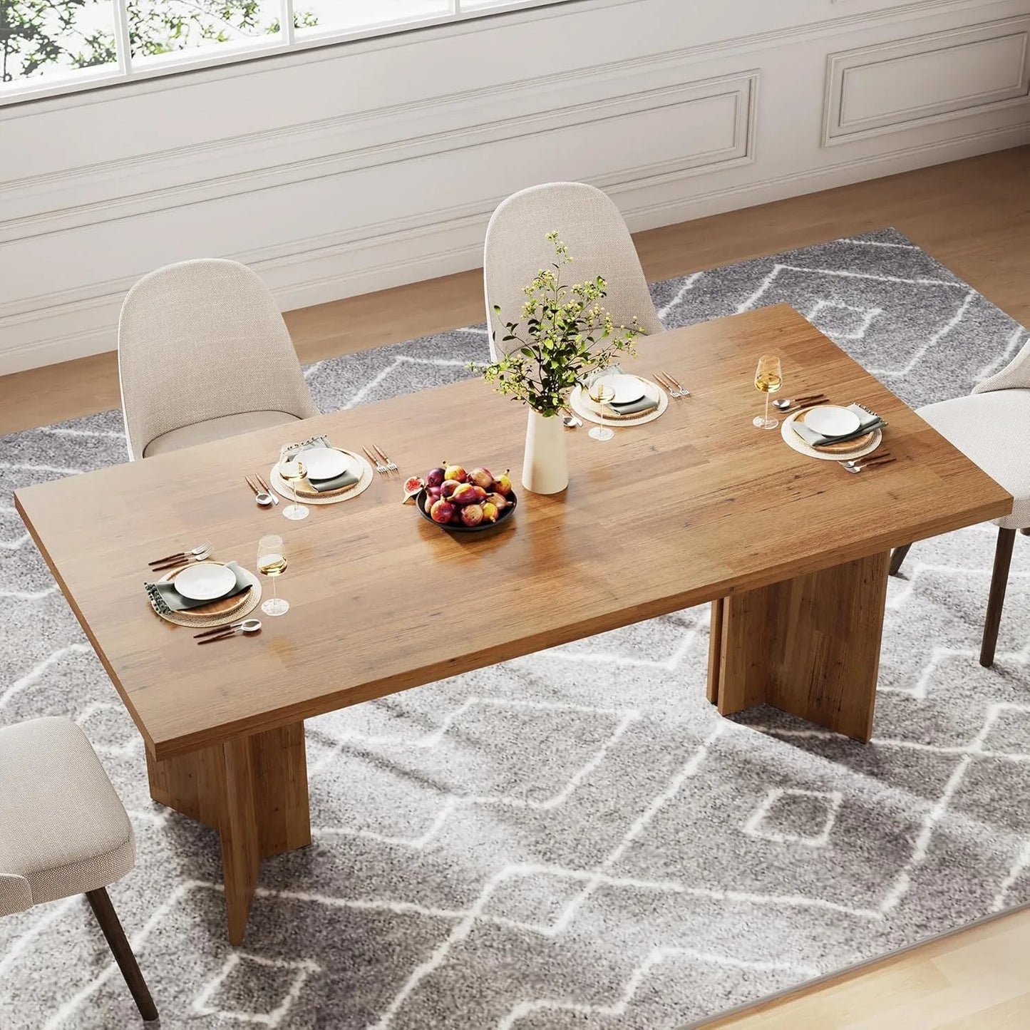 LITTLE TREE Farmhouse Dining Table for Dining Room