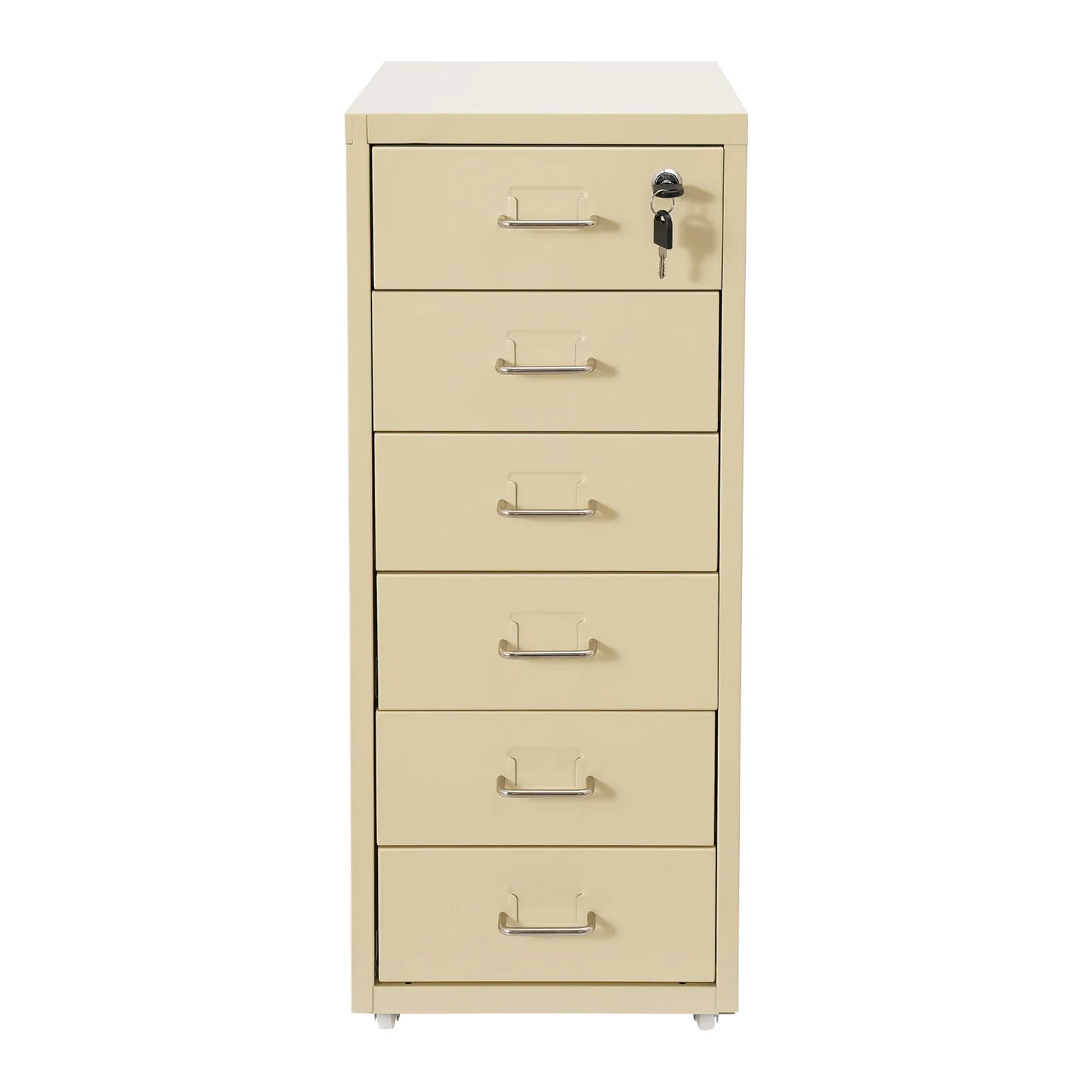 NONED Lockable Rolling Metal File Cabinet 6 Drawer With Wheels