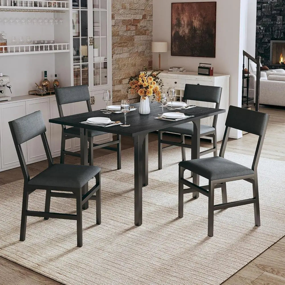 Extendable Dining Set For Four With Cushioned Chairs