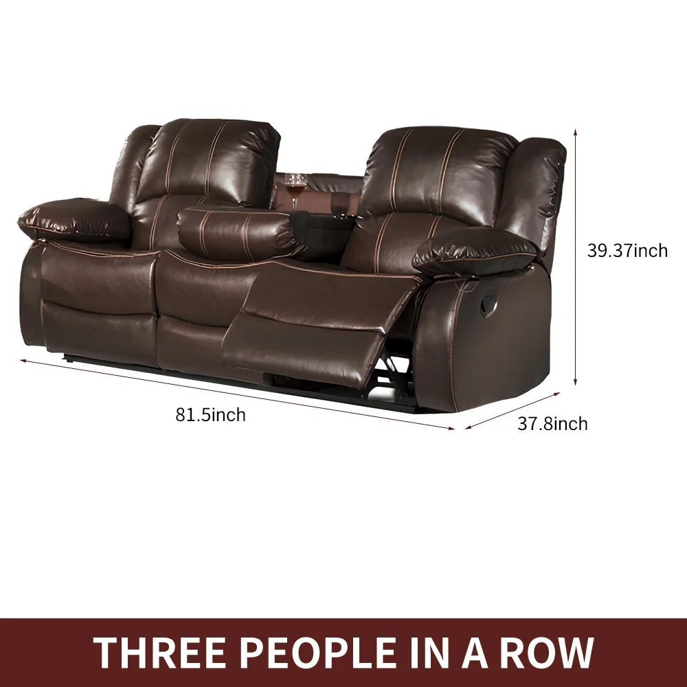 Power Loveseat Recliner Sofa With Storage Console Theater Seating