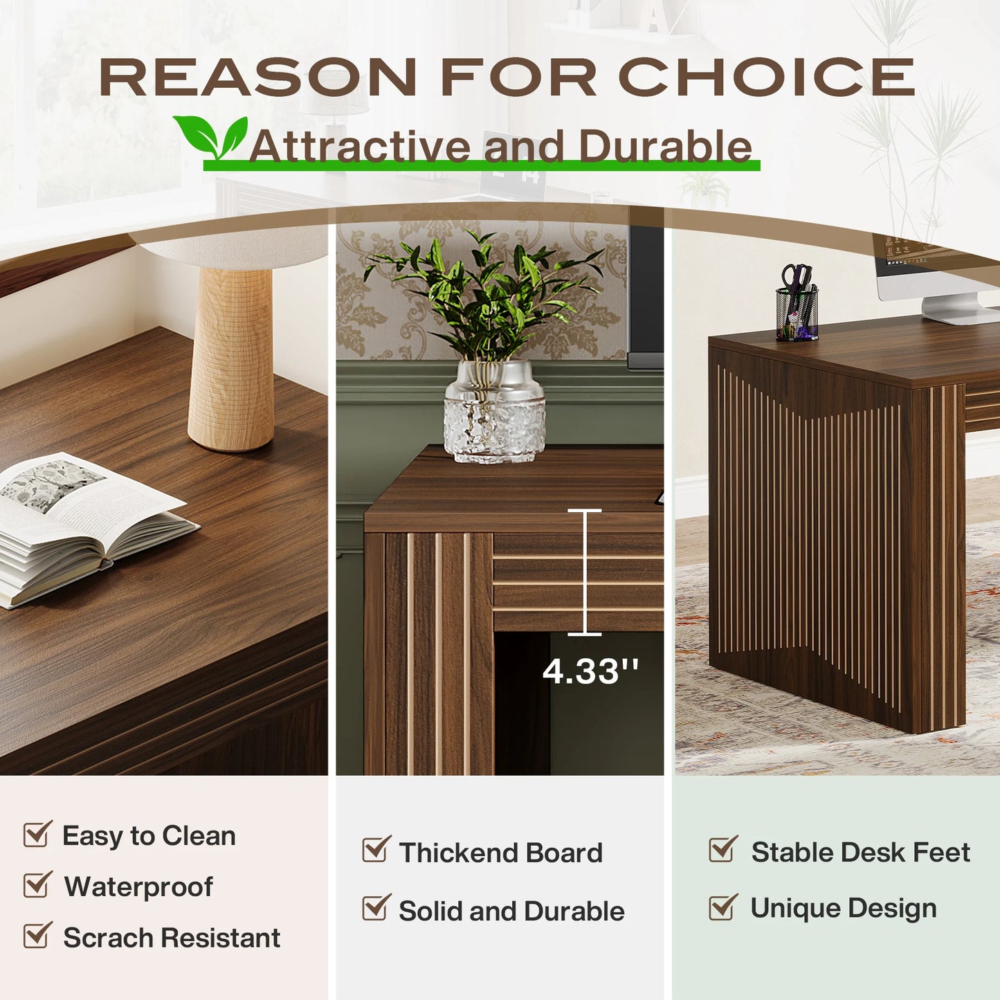 Tribesigns Two Person Wooden Desk For Home Office Computer