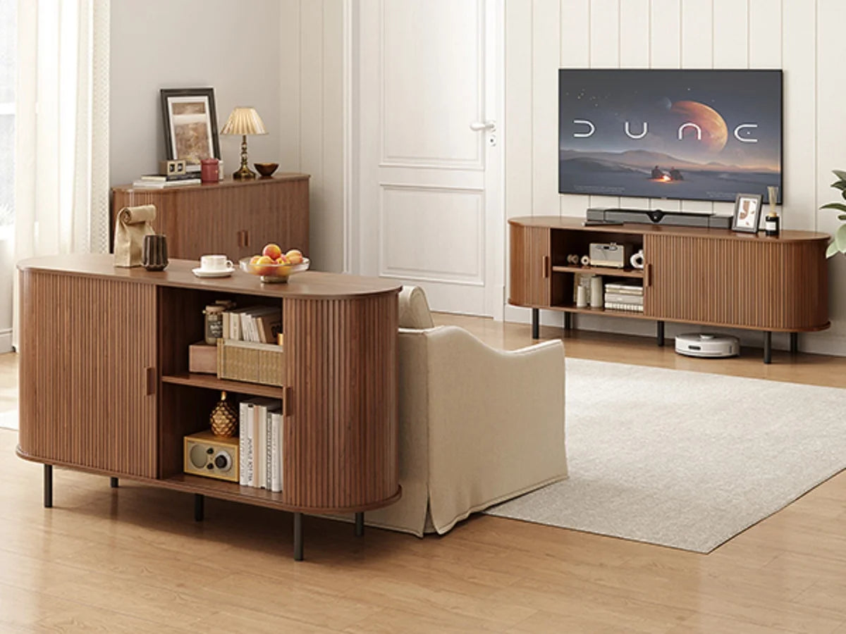 Wood Sideboard Buffet Cabinet With Adjustable Shelves Living Room
