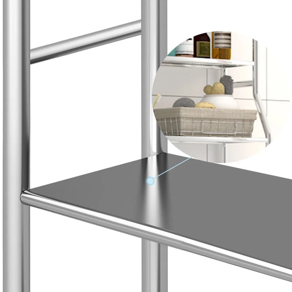 Metal Over Toilet Storage Rack With Removable Towel Hooks
