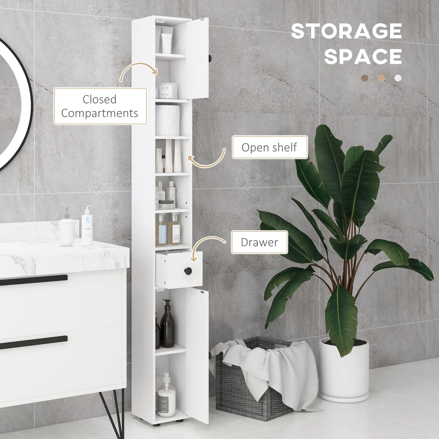 Kleankin Bathroom Storage Cabinet With Open Shelves