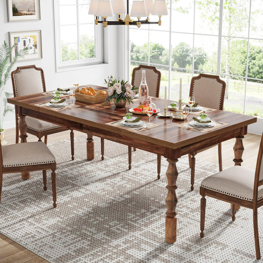 Farmhouse Wood Dining Table For 4 To 6 People