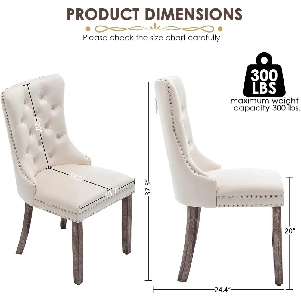 Upholstered Wingback Dining Chairs Set of 6 With Nailhead Trim