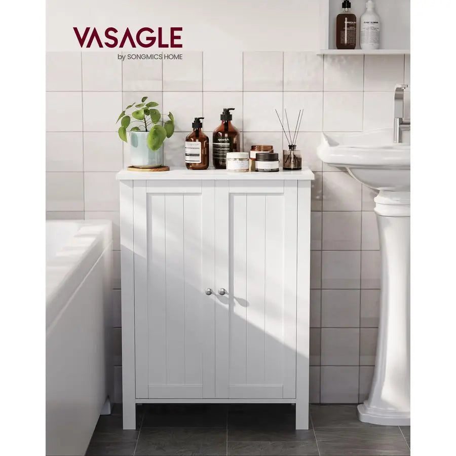 XMSJ Floor Storage Cabinet Freestanding With Two Adjustable Shelves